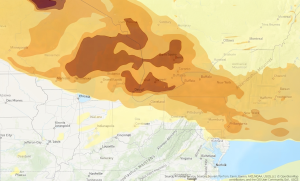 Canada wildfire smoke covering the sky over North America