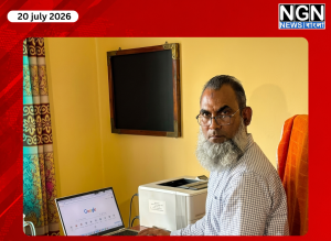 নওগাঁয় সাংবাদিককে মামলার হুমকির অভিযোগের প্রতিবাদে টেলিভিশন সাংবাদিকরা