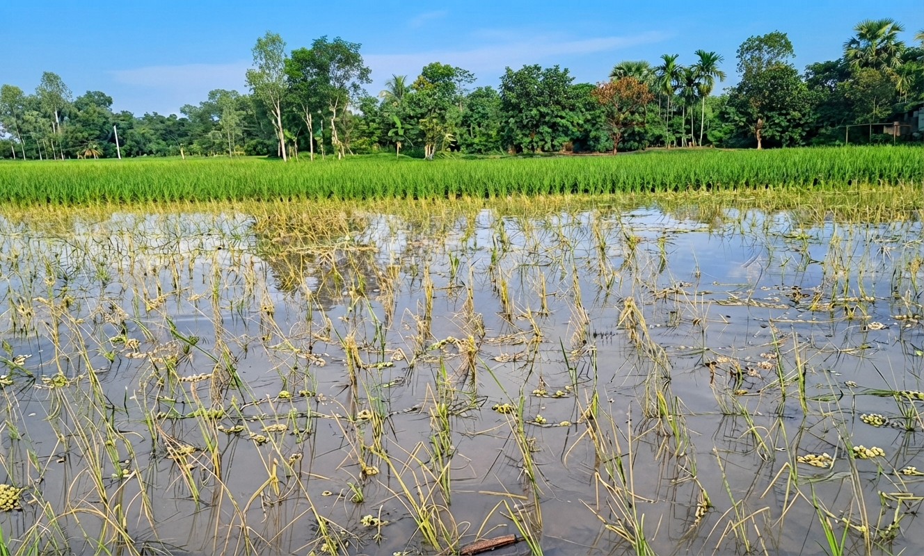 পত্নীতলায় আগাছানাশক ছিটিয়ে ধান নষ্ট