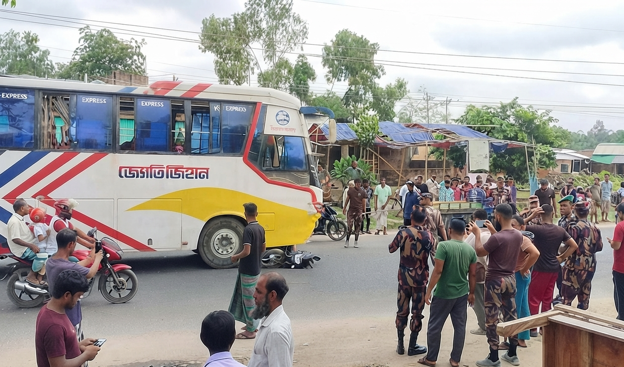 পত্নীতলায় বাস দুর্ঘটনা