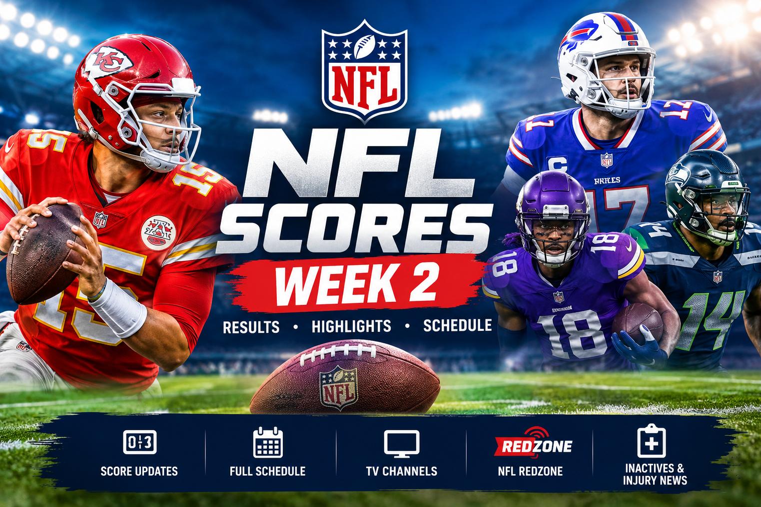 NFL scores and Week 2 Sunday football schedule