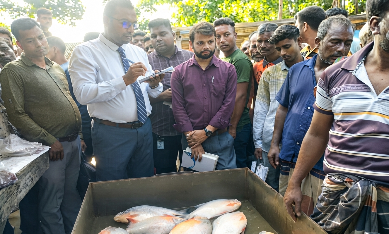 ধামইরহাটে পিরানহা মাছ জব্দ, ব্যবসায়ীকে জরিমানা