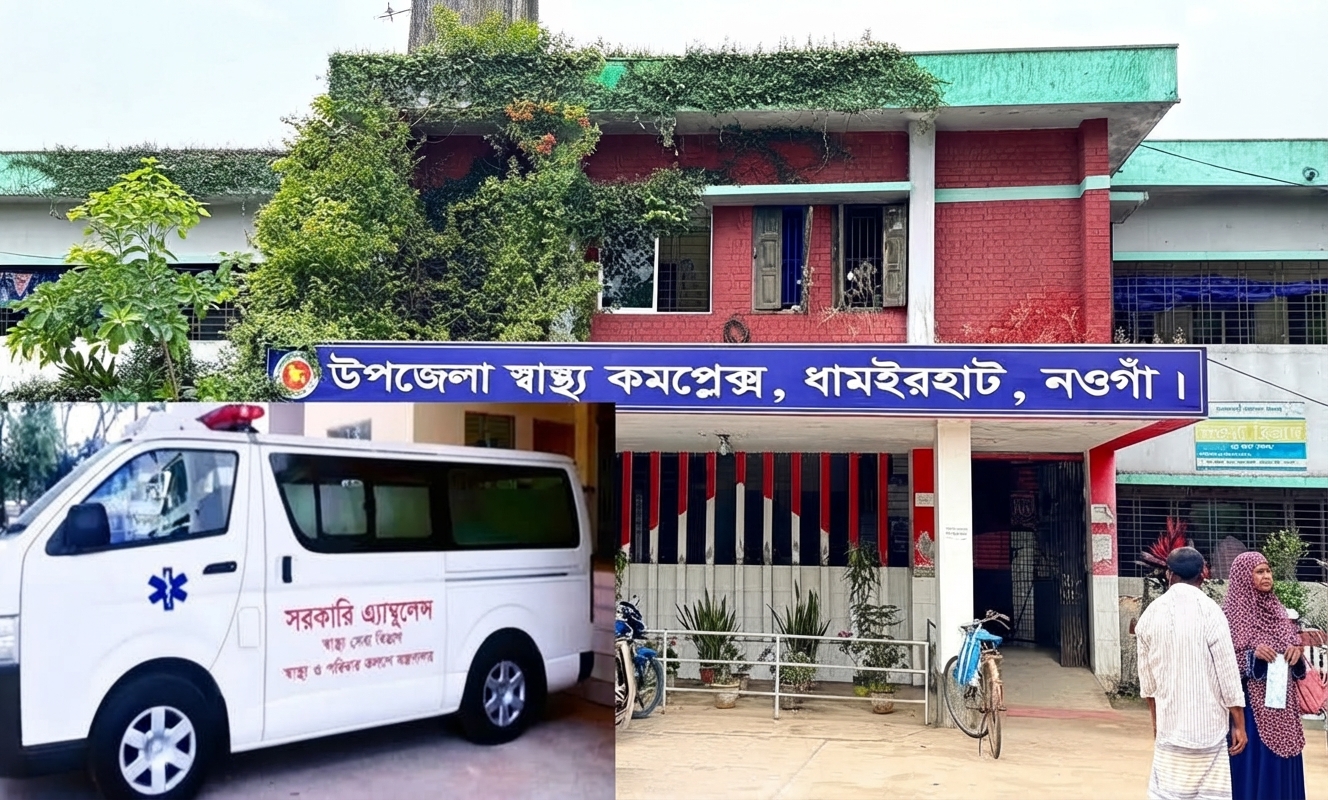 ধামইরহাটে সরকারি অ্যাম্বুলেন্স সেবা বন্ধ, বাড়তি ভাড়ায় রোগী