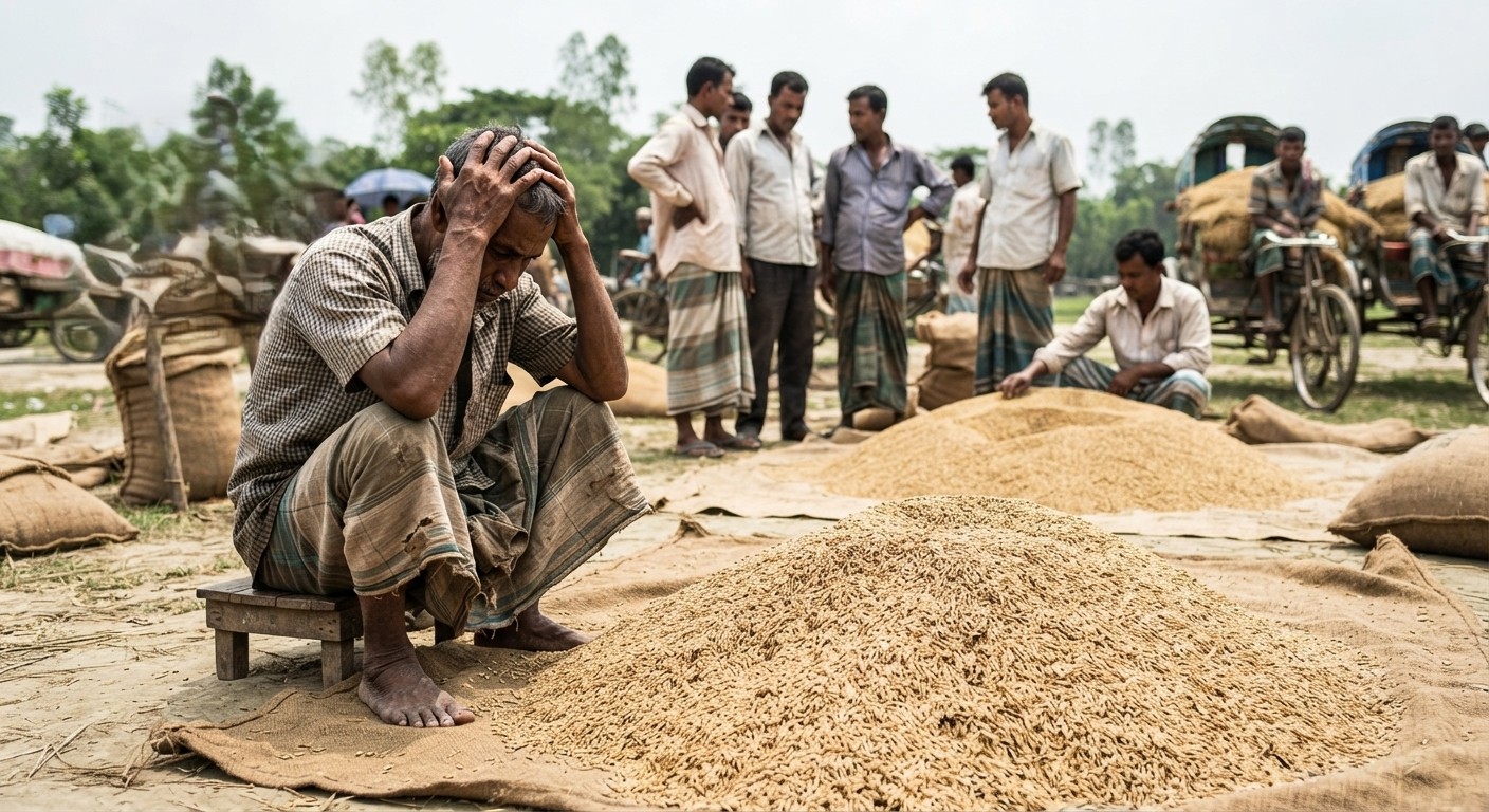 নওগাঁয় আউশ ধানের দাম কমে হতাশ কৃষক