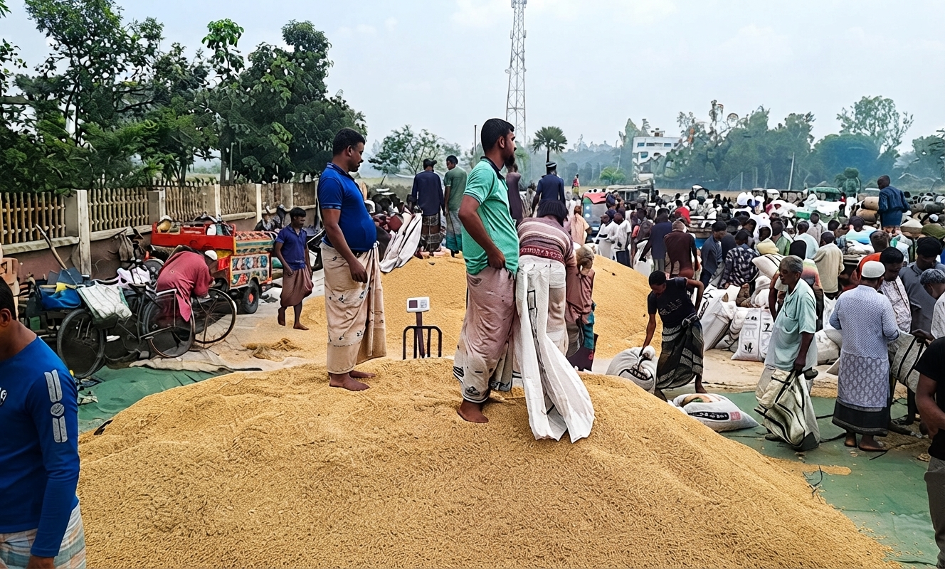 নওগাঁয় ধান-চালের দাম কমায় হতাশ কৃষক